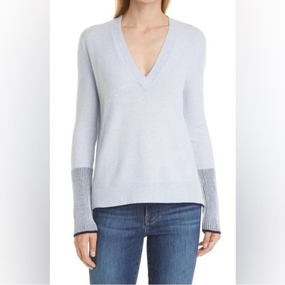 La Ligne Wool & Cashmere V-Neck Light Blue Sweater Size XS